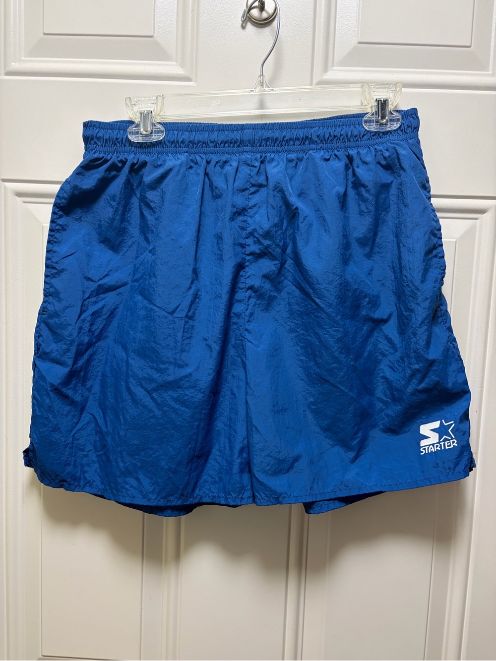 Vintage Starter blue Nylon athletic pullon shorts streetwear L